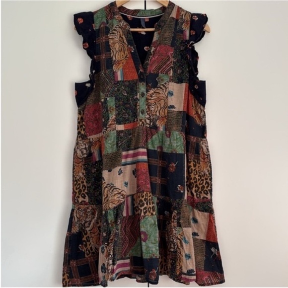 :Price Firm: Anthropologie Pilcro Patchwork Tiger Mini Dress - Picture 4 of 11